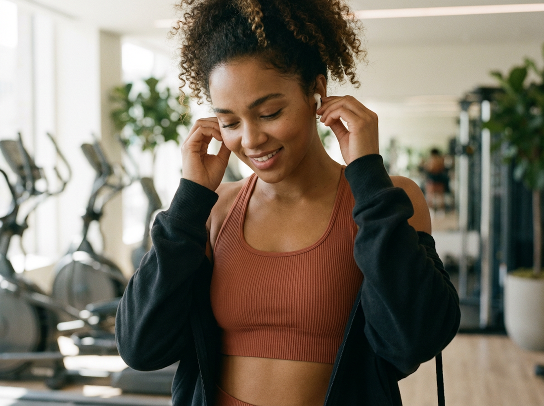 Gruppe beim Step-Aerobic-Kurs.